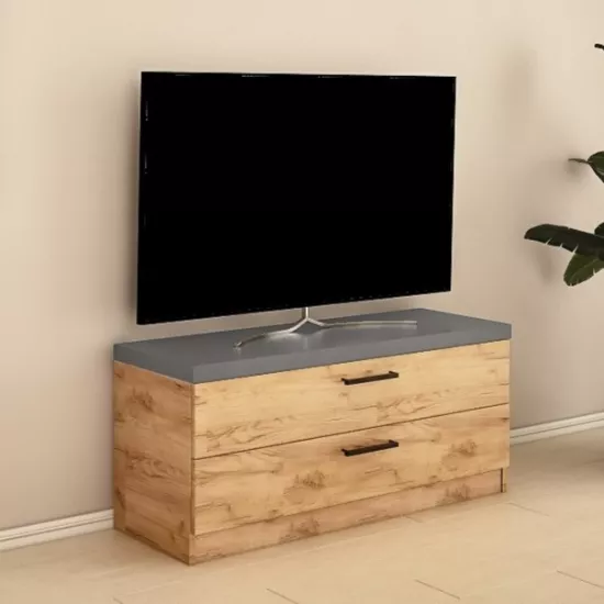 Comodă Bafimob KZ-120 (2 sertare) (120 cm), Stejar/Grafit