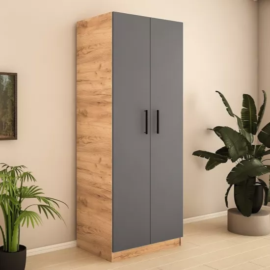 Dulap Bafimob ShZ-80 (80x52x200 cm), Stejar/Grafit