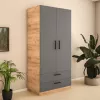 Dulap Bafimob ShZ-100 (2 sert) (100x52x200 cm), Stejar/Grafit