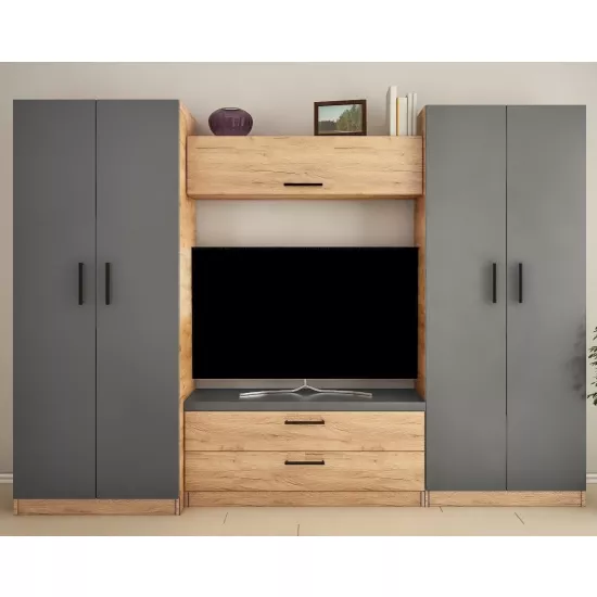 Living Bafimob Iulia Maxi– Z (ТV-1,2) (280 cm), Stejar/Grafit