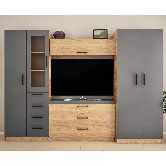 Living Bafimob Alla Miniâ??Z (ТV-1,2) (280 cm), Stejar/Grafit