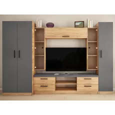 Living Bafimob Elena Max-Z cu sticla (ТV-1,2m) (300 cm), Stejar/Grafit