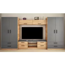 Living Bafimob Ira-Z (ТV-1,8m) (380 cm), Stejar/Grafit