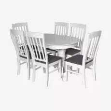 Set de mobilă Eva HV-31N White + 6 Wenyi White/NV-10WP Grey