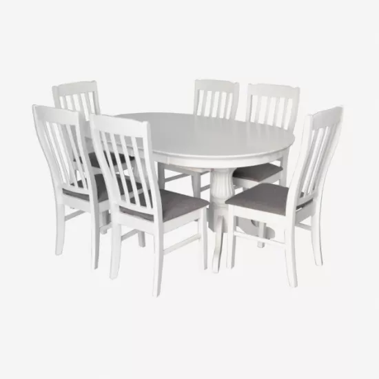 Set de mobilă Eva HV-33V White + 6 Wenyi White/NV-10WP Grey