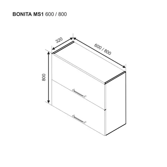 Верхний кухонный шкаф Ambianta Bonita MS1 600, МДФ, Белый
