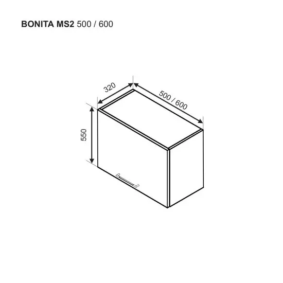 Modul superior Ambianta Bonita MS2 600 hota, MDF, Alb