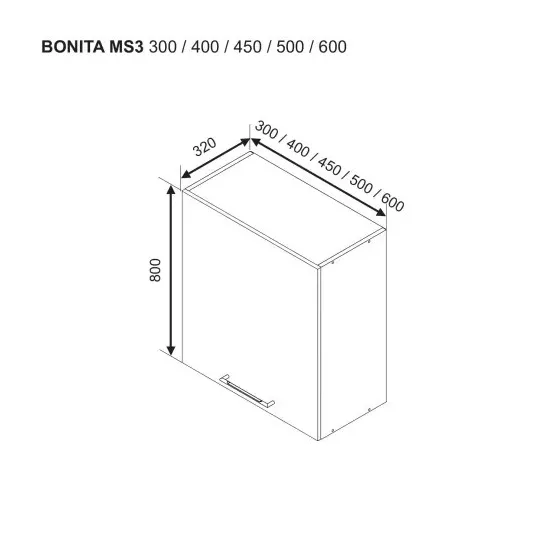Modul superior Ambianta Bonita MS3 500, MDF, Alb