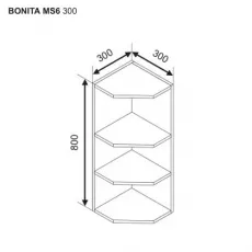 Modul superior Ambianta Bonita MS6 300, MDF, Alb