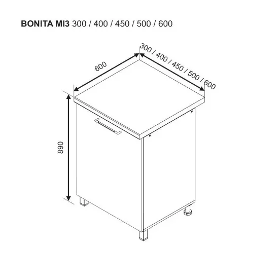 Modul inferior Ambianta Bonita MI3 500, MDF, Alb