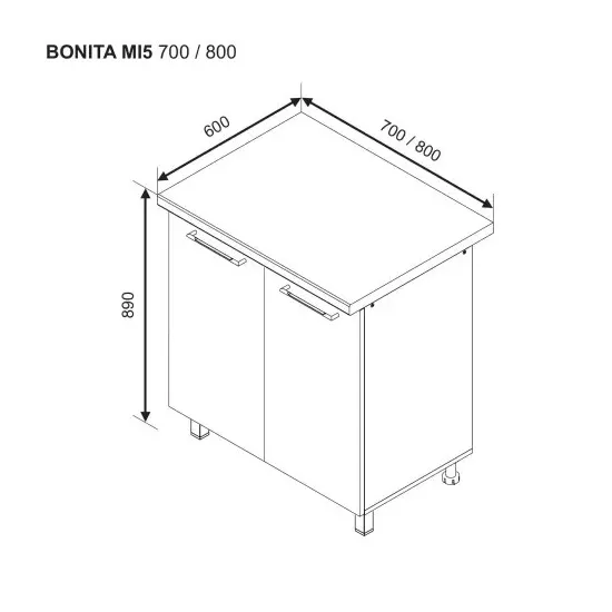 Modul inferior Ambianta Bonita MI5 700, MDF, Alb
