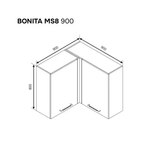Modul superior Ambianta Bonita MS8 900 de colt, MDF, Cashmere