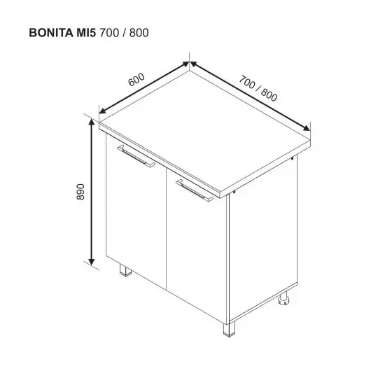 Modul inferior Ambianta Bonita MI5 700, MDF, Catania