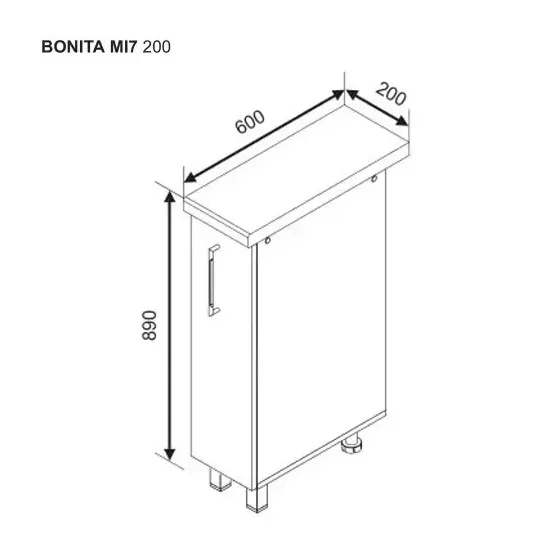 Carcasa modul inferior Ambianta Bonita MI7 200, MDF, Ivory
