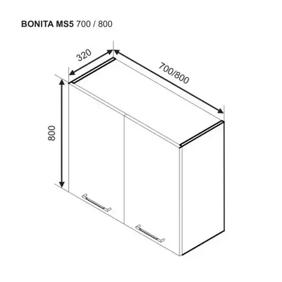 Верхний кухонный шкаф Ambianta Bonita MS5 700, МДФ, Антрацит