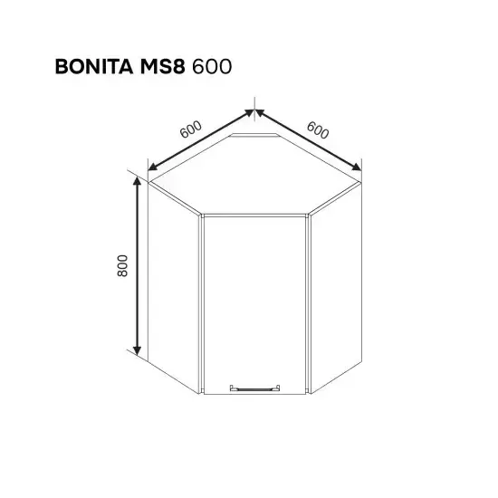 Modul superior Ambianta Bonita MS8 600 de colt, MDF, Antracit