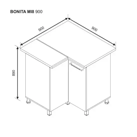 Нижний кухонный шкаф Ambianta Bonita MI8 900 угловой, МДФ, Антрацит