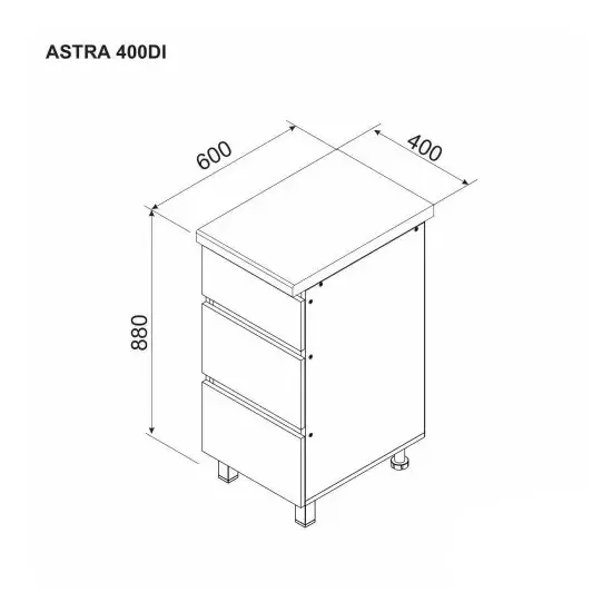 Modul inferior Ambianta Astra 400 DI, Pal, Artisan/Crem