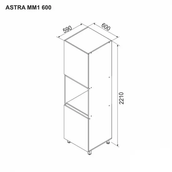 Кухонный шкаф-пенал Ambianta Astra MM1 600 для духовки, ДСП, Катания/фунго