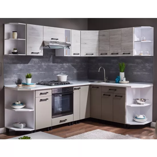 Кухня Ambianta Iris 2.4x1.8 м, ДСП, Белый Самоа