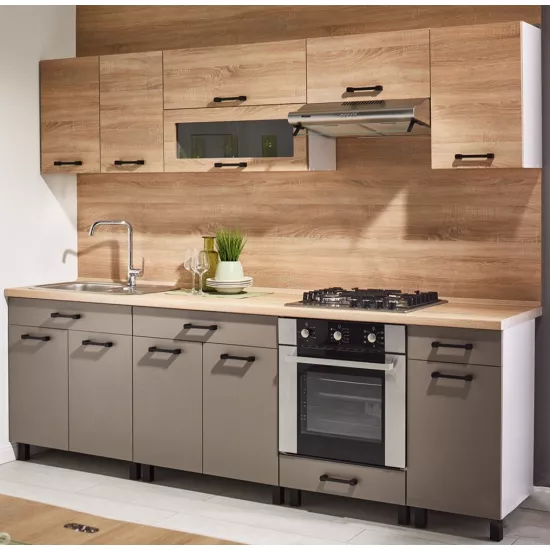 Кухня Ambianta Iris 2.6 м, ДСП, Серый/Бардолино