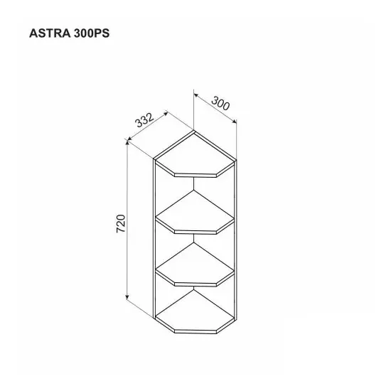 Верхний кухонный шкаф Ambianta Astra 300 PS, , Графит