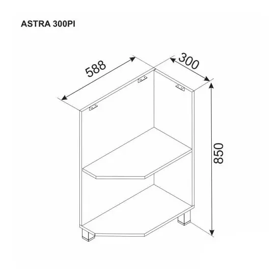 Нижний кухонный шкаф Ambianta Astra 300 PI, , Графит