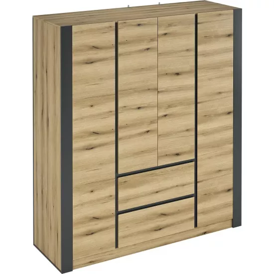 Dulap Magnus Combo (180x60x200 cm), Grafit/Stejar