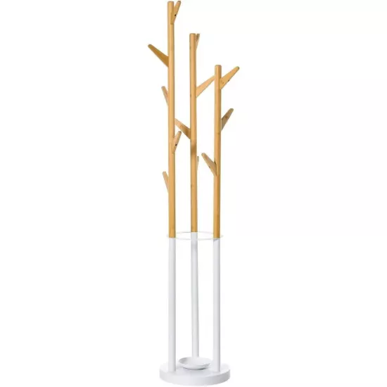 Cuier de podea Homcom 837-161 White/Natural Wood