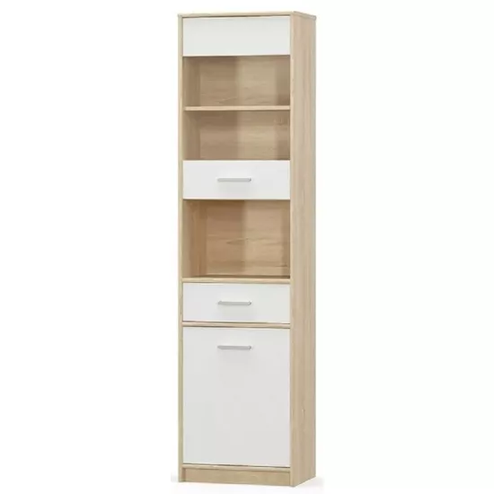 Vitrina Mobhaus Teyo 1D1W1S (50 cm), White/Sonoma Oak