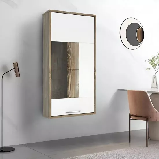 Витрина навесная Fortuna Carlin (120 см), Pine Picea/White Matt