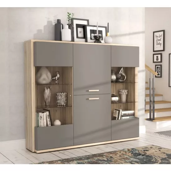 Витрина Fortuna Alcano (157 см), Bianco Oak/Basalt