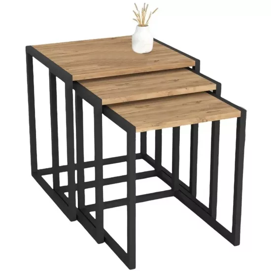 Set masute pentru reviste Fabulous Metal Nesting, Pine/Black