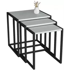 Set masute pentru reviste Fabulous Metal Nesting, White/Black Set masute pentru reviste Fabulous Metal Nesting, White/Black