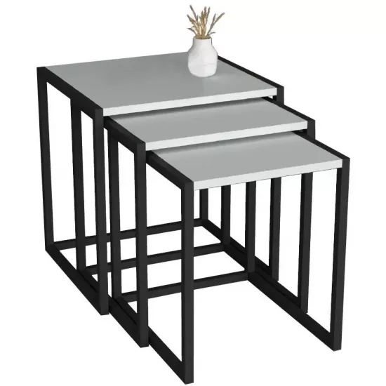 Set masute pentru reviste Fabulous Metal Nesting, White/Black