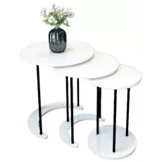 Set masute pentru reviste Prestige Wh 50/40/30 3 pcs, White/Black Set masute pentru reviste Prestige Wh 50/40/30 3 pcs, White/Black