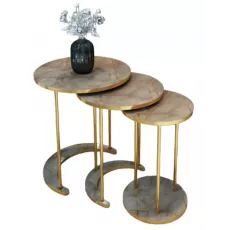 Set masute pentru reviste Prestige Gordion 50/40/30 3 pcs, Grey Marble/Gold Set masute pentru reviste Prestige Gordion 50/40/30 3 pcs, Grey Marble/Gold