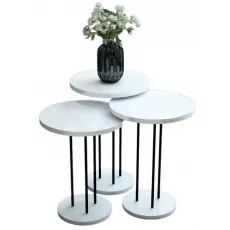 Set masute pentru reviste Prestige Wh round base 3 pcs, White/Black Set masute pentru reviste Prestige Wh round base 3 pcs, White/Black