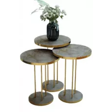 Set masute pentru reviste Prestige Gordion round base 3 pcs, Grey Marble/Gold Set masute pentru reviste Prestige Gordion round base 3 pcs, Grey Marble/Gold