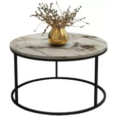 Măsuţă cafea Prestige Efes 60, Gray Marble/Black Măsuţă cafea Prestige Efes 60, Gray Marble/Black