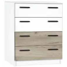 Comodă Modern Andi 4B (80 cm), White/Craft Oak Gray