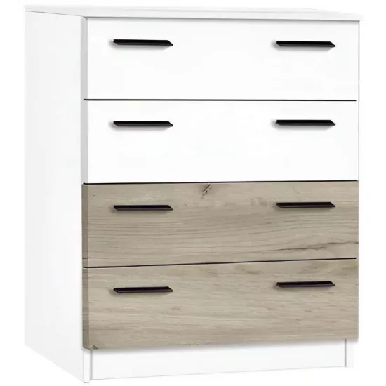 Comodă Modern Andi 4B (80 cm), White/Craft Oak Gray