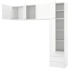 Dulap Ikea Platsa 094.371.15 (240x42x241 cm) 5 uşi/3 sertare, Alb/Fonnes alb
