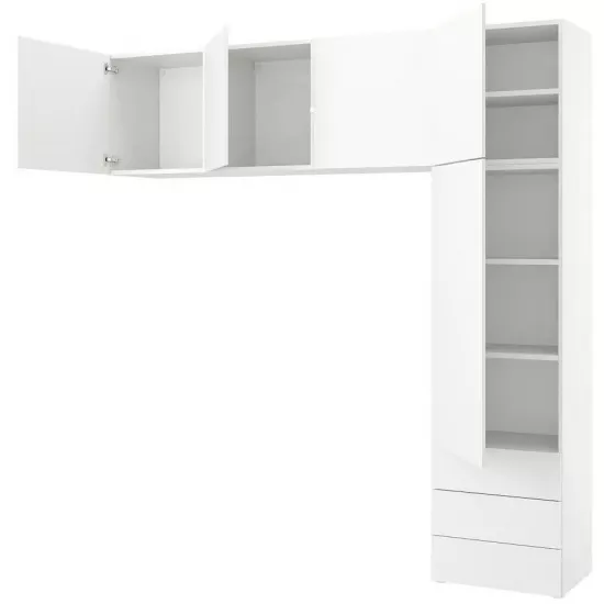 Dulap Ikea Platsa 094.371.15 (240x42x241 cm) 5 uşi/3 sertare, Alb/Fonnes alb