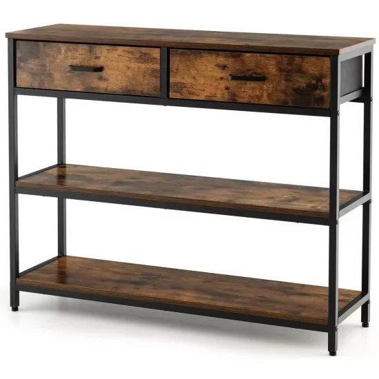 Consola Costway JV10599CF, Rustic Brown/Black
