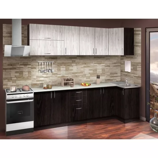 Кухня Modern Paola 2.6x0.8 м, ДСП, Wenge Magic/Craft Oak White