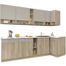 Bucatarie Modern Monro 2.6 m, PAL, Grey Craft Oak/Cashmere