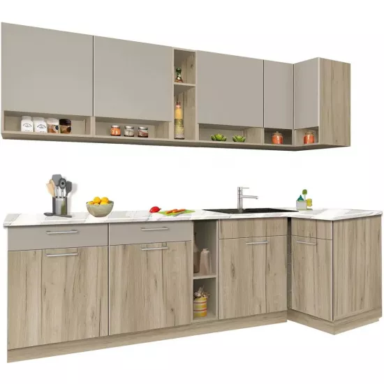 Кухня Modern Monro 2.6 м, ДСП, Grey Craft Oak/Cashmere