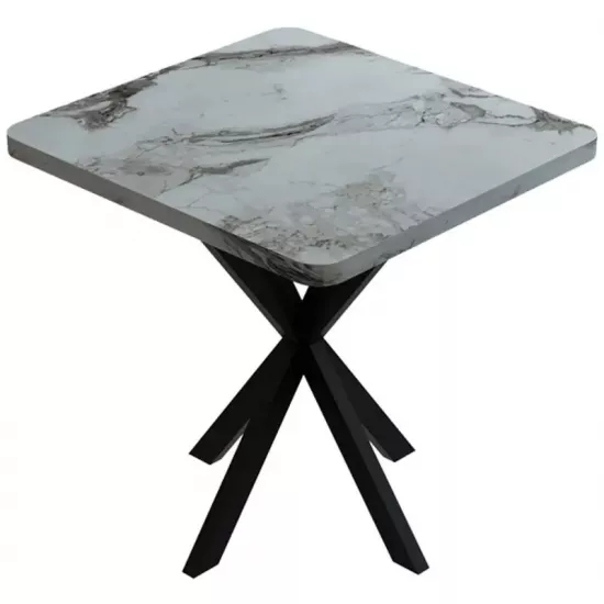 Masă pentru bucătărie Prestige Efes Star Leg 70/70x75, Gray Marble/Black