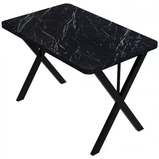 Masă pentru bucătărie Prestige Bendir X Leg, Black Marble/Black